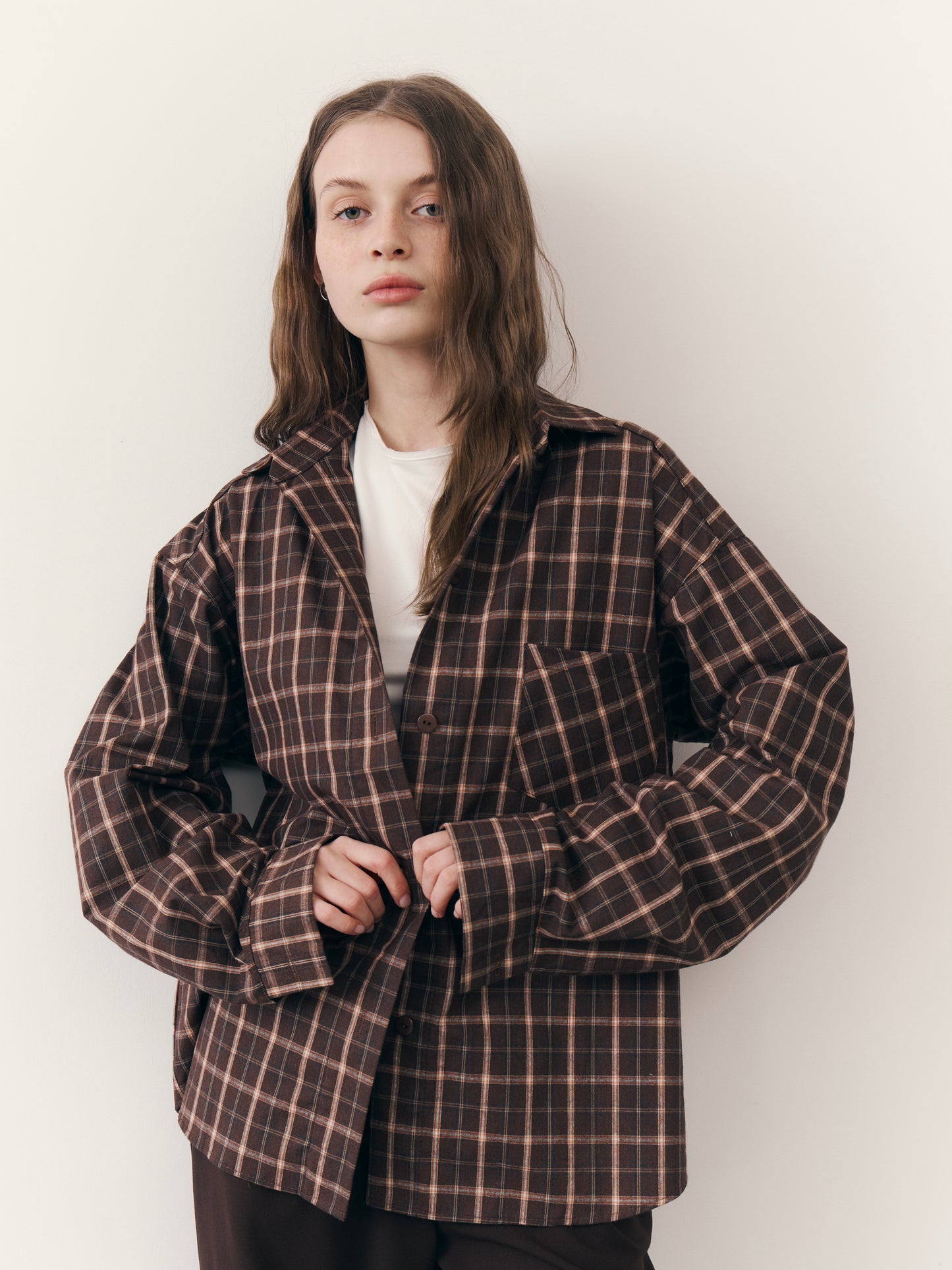Картата сорочка beige-navy