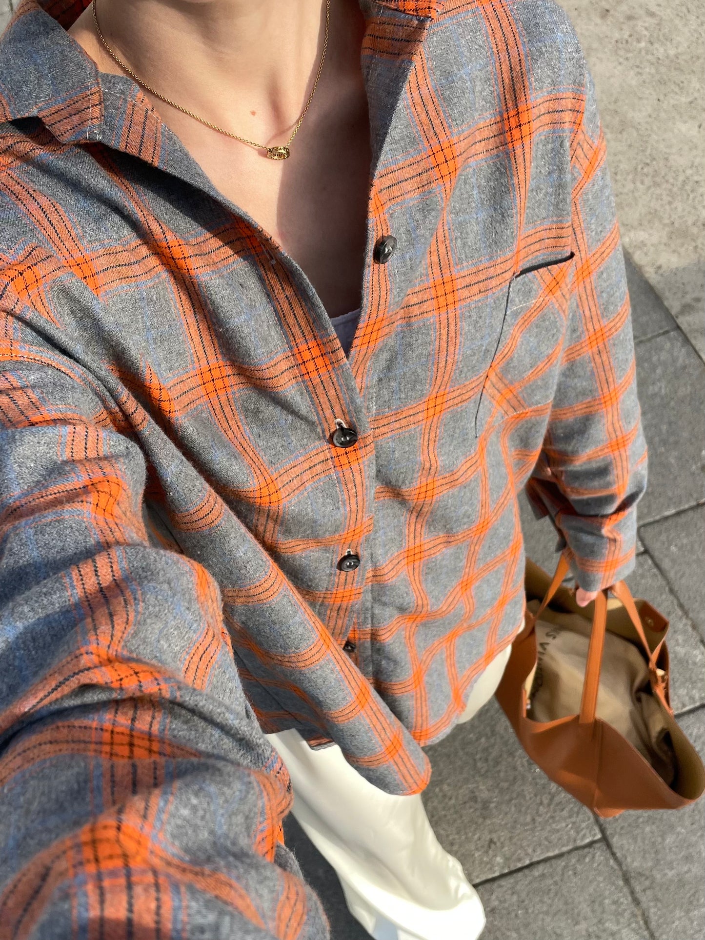 Картата сорочка grey-orange