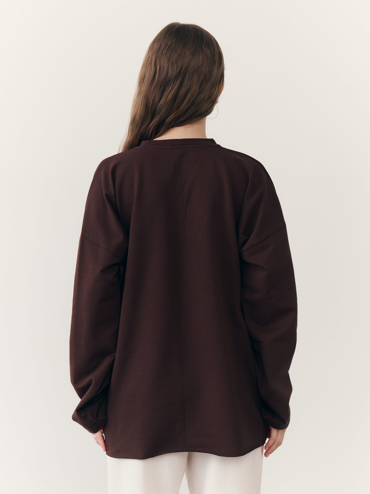 Лонгслів oversize шоколадний