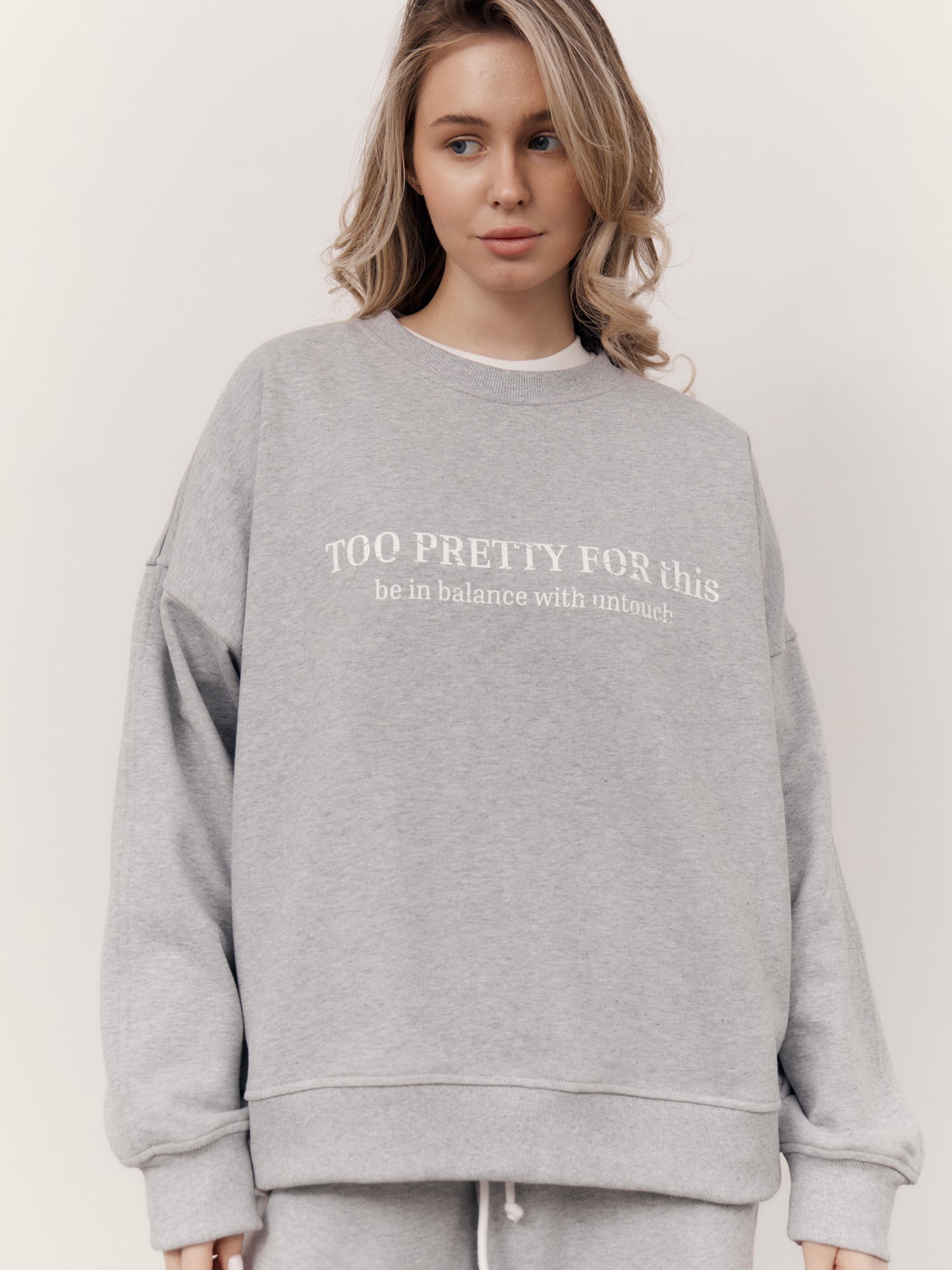 Світшот меланж “Too pretty”
