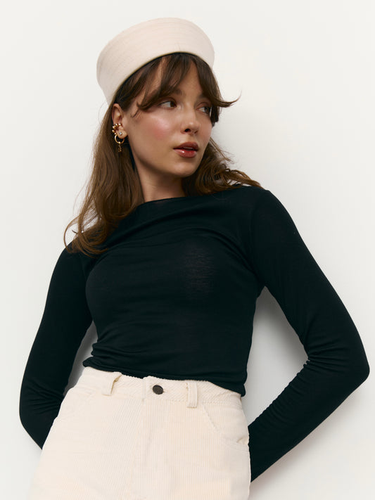 Лонгслів з кашеміру чорний