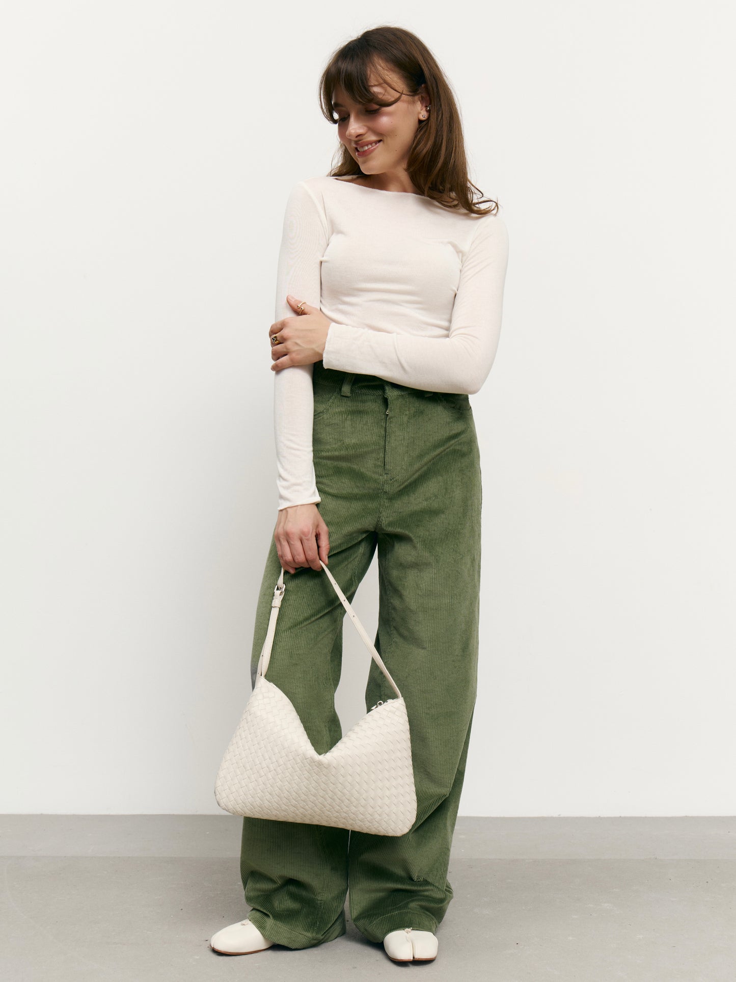 Вельветові штани зелені