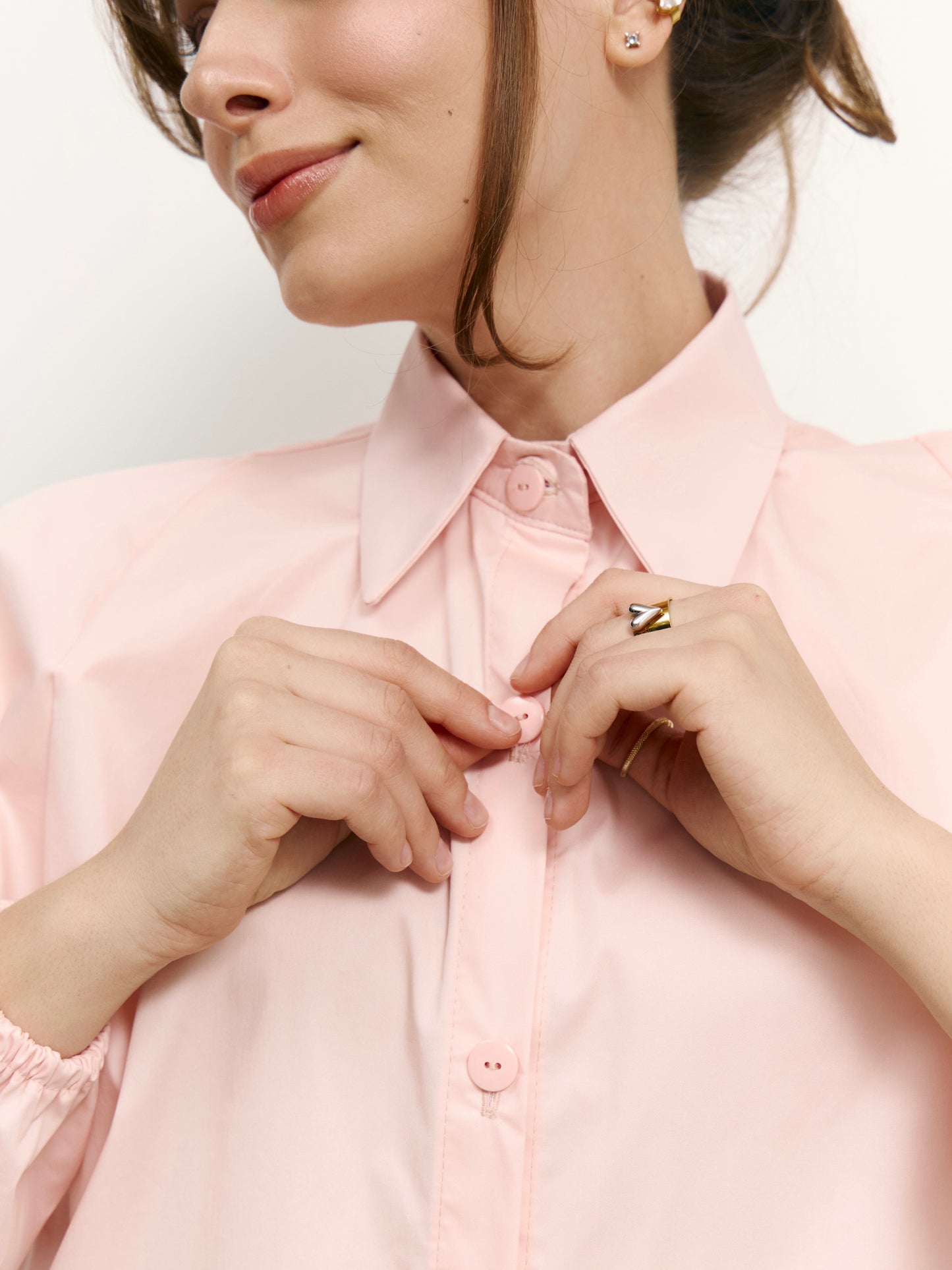 Сорочка з об’ємними рукавами рожева