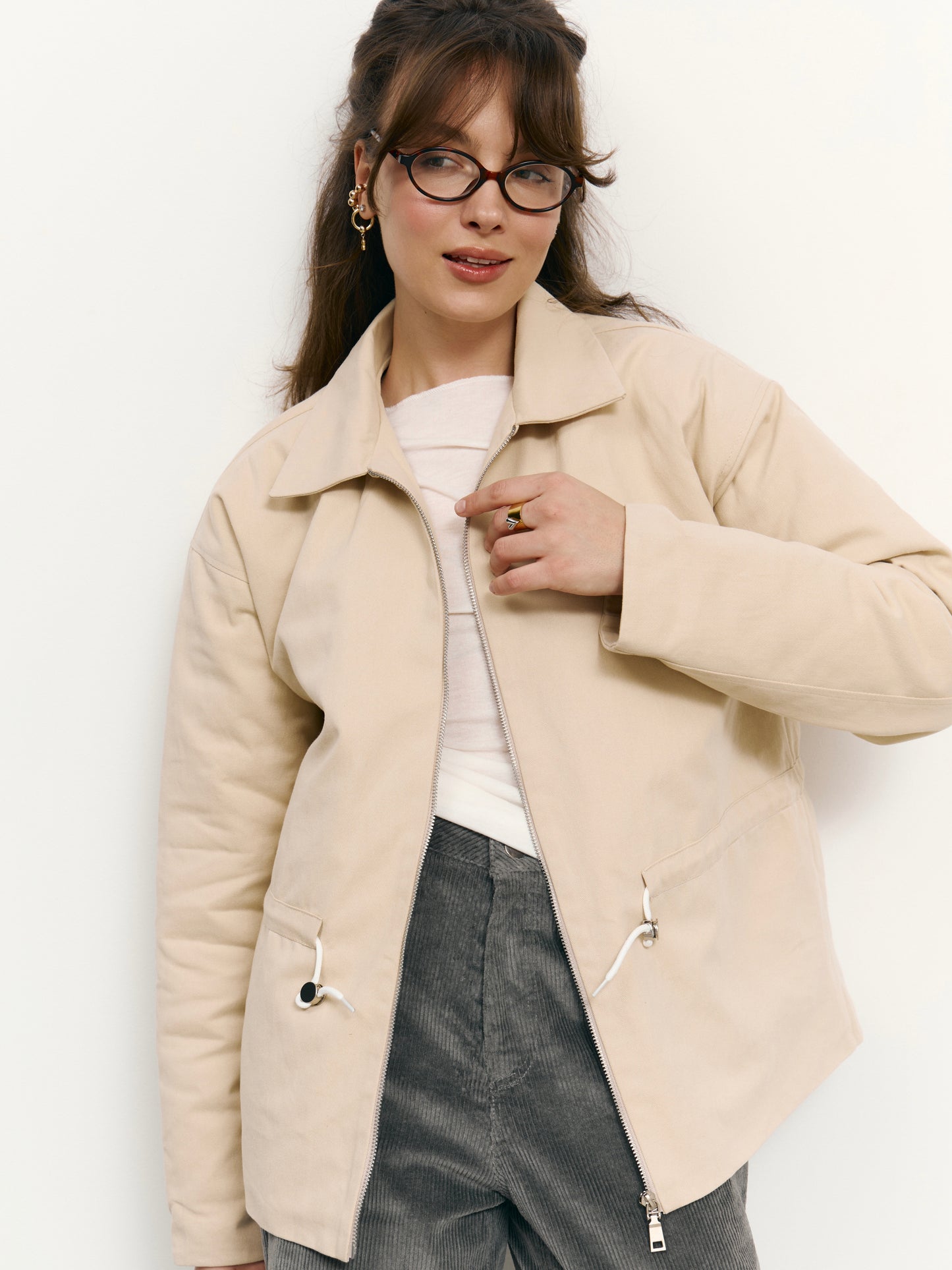 Парка з деніму бежева