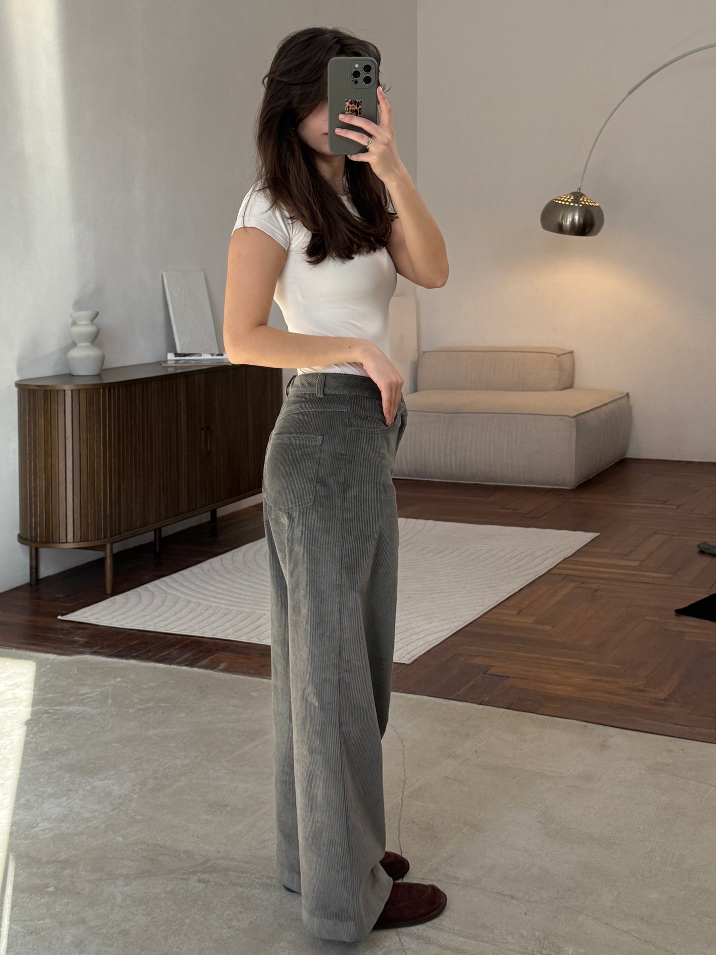 Вельветові штани сірі