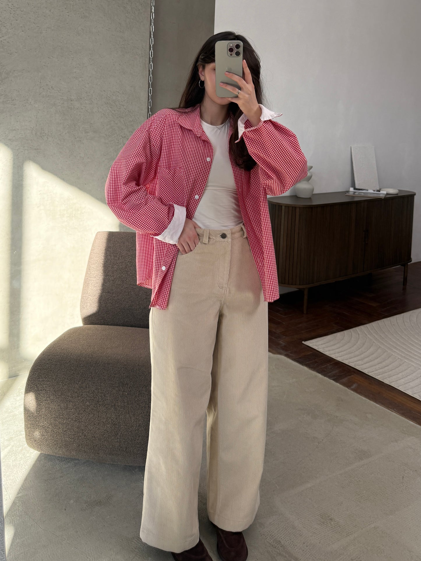 Вельветові штани бежеві