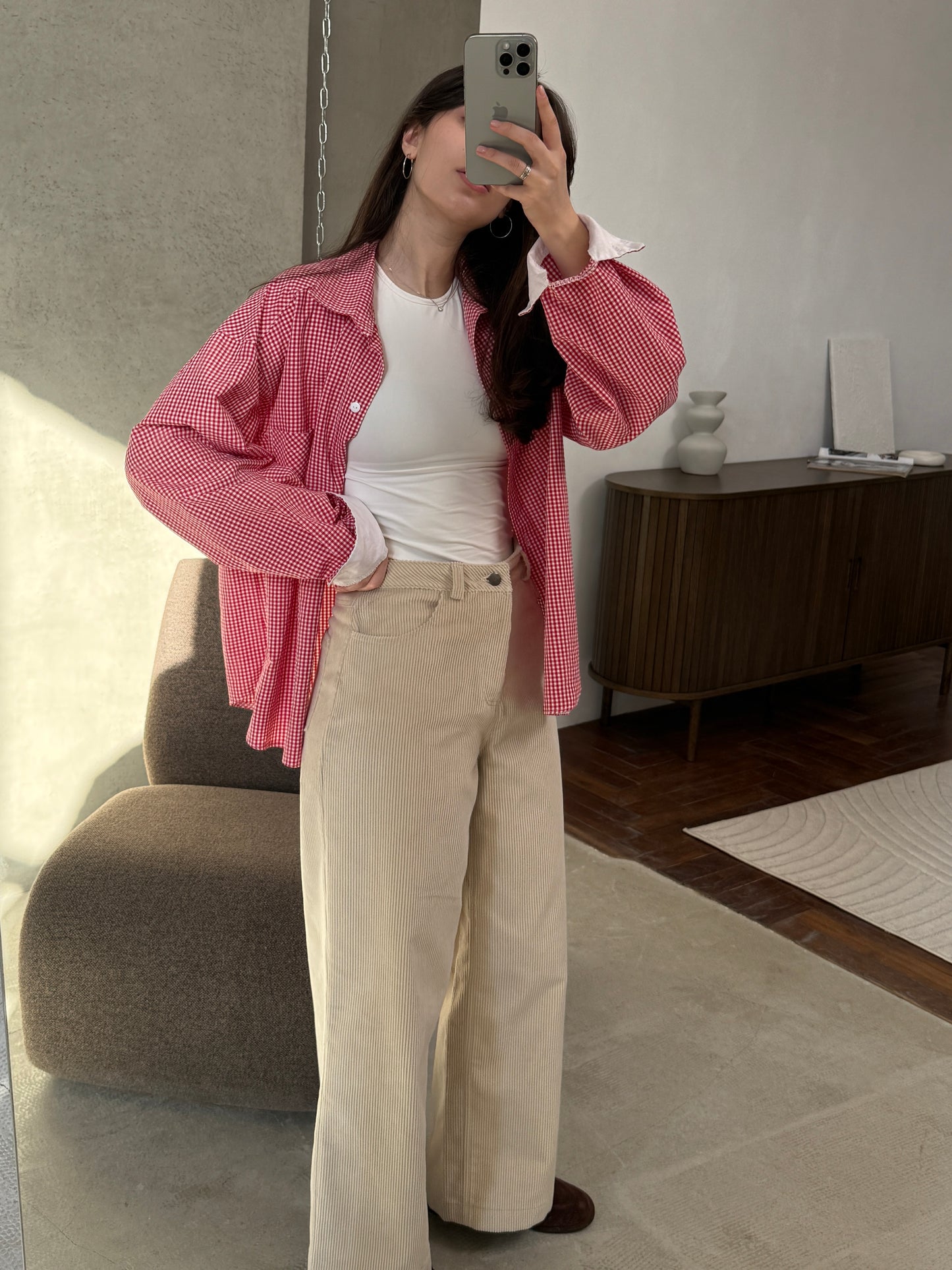 Вельветові штани бежеві