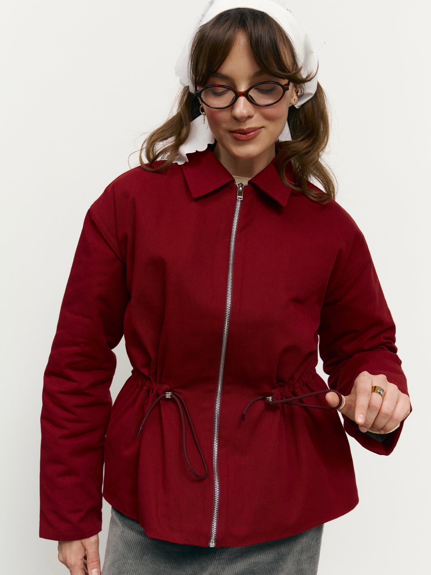 Парка з деніму бордова