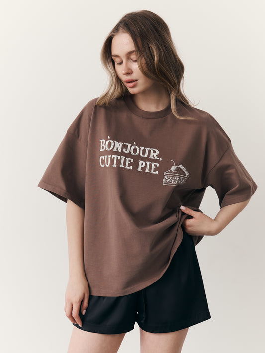 Футболка Cutie pie коричнева